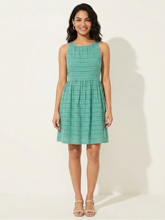 LOFT Dresses & Skirts - LOFT Aqua Blue Green Doily Style Cutout Sleeveless Dress Business Casual Medium